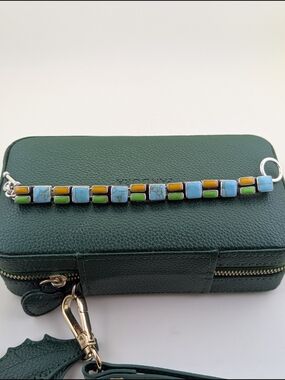✨ Vintage Mexican Sterling Silver Multi-Stone Inlay Link Bracelet ✨